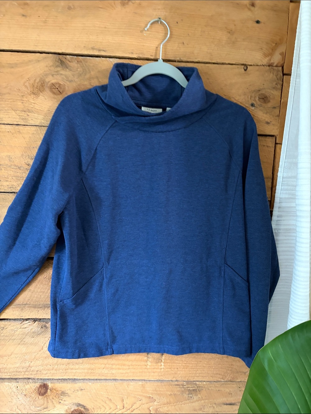 L.L. Bean Blue Funnel Neck Pullover Sweater